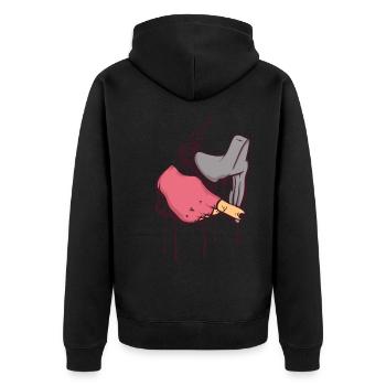 Hand am Lenker Rennrad Nasslackierung Zeichnung - Unisex Premium Bio Zip Hoodie - Schwarz - Hinten - Nico (187cm)