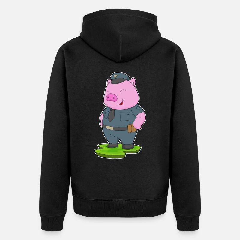 Cochon Policier Police - Veste à capuche bio Premium Unisexe - noir