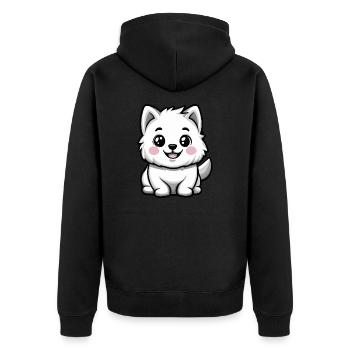 Chien Samoyède Mignon - Veste à capuche bio Premium Unisexe - noir - Dos - Nico (187cm)