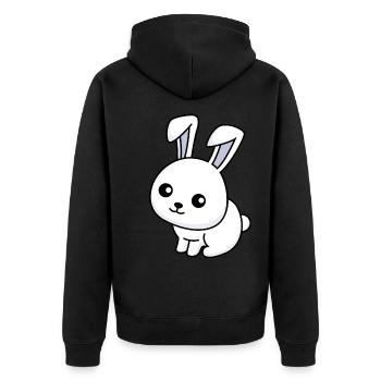 Hase Comic Tier - Unisex Premium Bio Zip Hoodie - Schwarz - Hinten - Nico (187cm)
