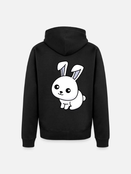 Hase Comic Tier - Unisex Premium Bio Zip Hoodie - Schwarz