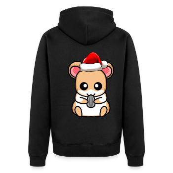 Hamster Comic Weihnachten - Unisex Premium Bio Zip Hoodie - Schwarz - Hinten - Nico (187cm)