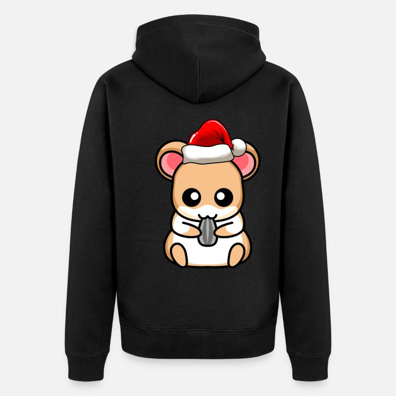 Hamster Comic Christmas - Veste à capuche bio Premium Unisexe - noir