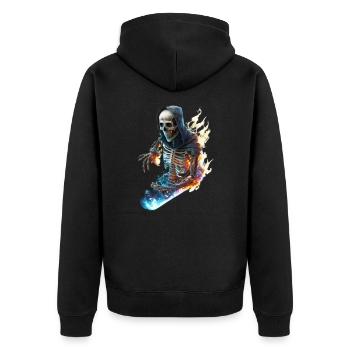 Skater Skeleton - Unisex Premium Organic Zip Hoodie - black - Back - Nico (187cm)