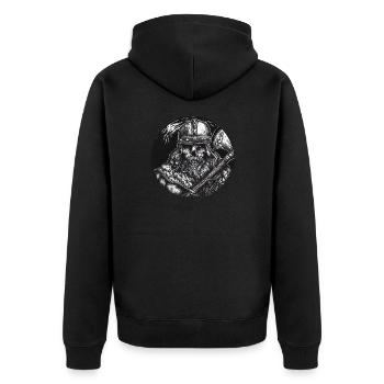 Draug - Undead Viking - Unisex Premium Organic Zip Hoodie - black - Back - Nico (187cm)
