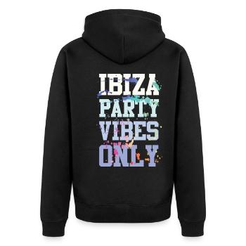 Ibiza Party Vibes - Unisex Premium Bio Zip Hoodie - Schwarz - Hinten - Nico (187cm)