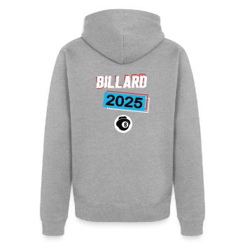 Billard 2025 Billarder Billardspieler Spiel - Unisex Premium Bio Zip Hoodie - Grau meliert - Hinten - Nico (187cm)