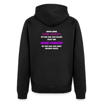 Große Schwester Kleine Schwester Geschenk - Unisex Premium Bio Zip Hoodie - Schwarz - Hinten - Nico (187cm)