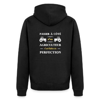 agriculteur perfection humour agricole homme drole - Veste à capuche bio Premium Unisexe - noir - Dos - Nico (187cm)