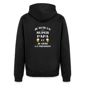 super papa biere humour fete des peres alcool - Veste à capuche bio Premium Unisexe - noir - Dos - Nico (187cm)