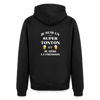 super tonton bière humour tonton personnalisé - Veste à capuche bio Premium Unisexe - noir - Dos - Nico (187cm)