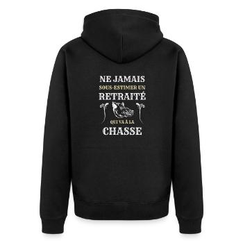 retraite chasse homme humour chasseur cadeau papy - Veste à capuche bio Premium Unisexe - noir - Dos - Nico (187cm)