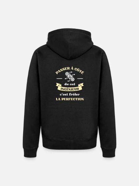 perfection ingenieur humour ingenieur cadeau drole - Veste à capuche bio Premium Unisexe - noir