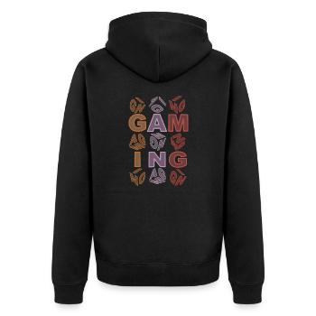 Gaming-colorful-scene - Unisex Premium Bio Zip Hoodie - Schwarz - Hinten - Nico (187cm)