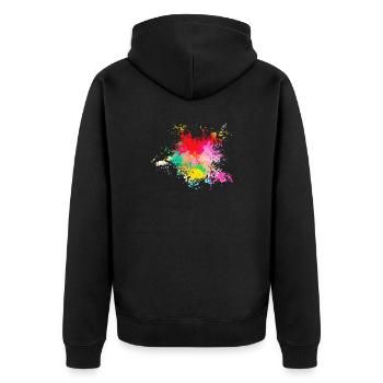 Psychedelisch - Unisex Premium Bio Zip Hoodie - Schwarz - Hinten - Nico (187cm)
