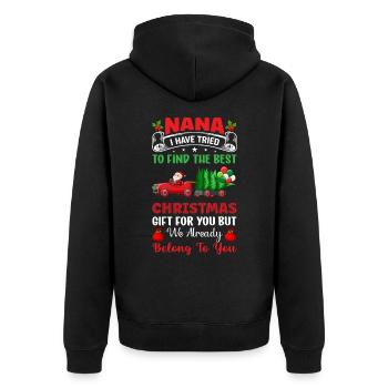 Weihnachten mit Familie und Großeltern - Überrasch - Unisex Premium Bio Zip Hoodie - Schwarz - Hinten - Nico (187cm)
