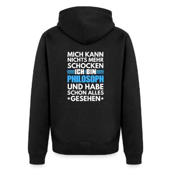 Non-shockable philosopher - Unisex Premium Organic Zip Hoodie - black - Back - Nico (187cm)