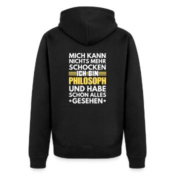 Non-shockable philosopher - Unisex Premium Organic Zip Hoodie - black - Back - Nico (187cm)