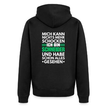Unshockable tailor - Unisex Premium Organic Zip Hoodie - black - Back - Nico (187cm)