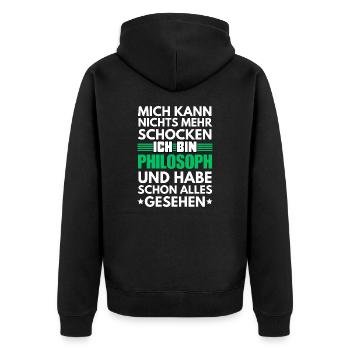 Non-shockable philosopher - Unisex Premium Organic Zip Hoodie - black - Back - Nico (187cm)