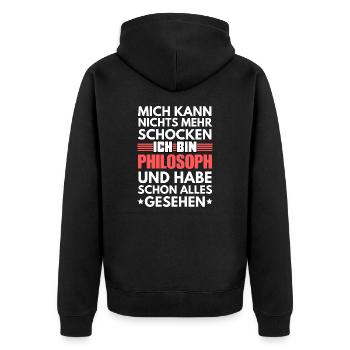 Unshockable philosopher - Unisex Premium Organic Zip Hoodie - black - Back - Nico (187cm)
