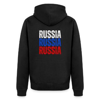 Flagge Russlands, russischer Stolz - Unisex Premium Bio Zip Hoodie - Schwarz - Hinten - Nico (187cm)