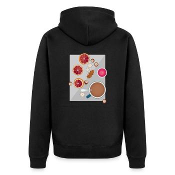 Hygge Dekoration Ruhe Gemütlichkeit Geschenk - Unisex Premium Bio Zip Hoodie - Schwarz - Hinten - Nico (187cm)