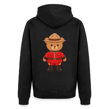 Ours en peluche Policier canadien Mountie - Veste à capuche bio Premium Unisexe - noir - Dos - Nico (187cm)
