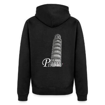 Schiefe Turm von Pisa 2 - Unisex Premium Bio Zip Hoodie - Schwarz - Hinten - Nico (187cm)