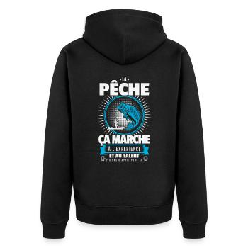 Pêcheur phrase drôle pêche rigolo humour - Veste à capuche bio Premium Unisexe - noir - Dos - Nico (187cm)