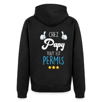 Chez Papy Cadeau Drôle Fête des Grand Pères - Veste à capuche bio Premium Unisexe - noir - Dos - Nico (187cm)