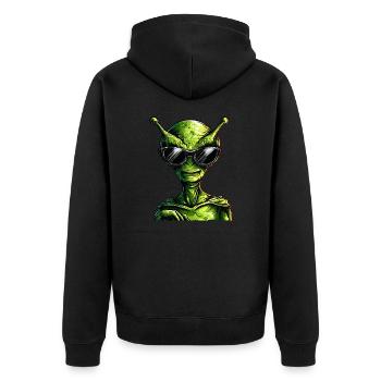 Cool Green Alien - Alien avec des lunettes de soleil - Veste à capuche bio Premium Unisexe - noir - Dos - Nico (187cm)
