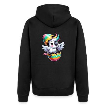 Cacatoès de Pâques en coquille d’œuf, oiseau maladroit - Veste à capuche bio Premium Unisexe - noir - Dos - Nico (187cm)