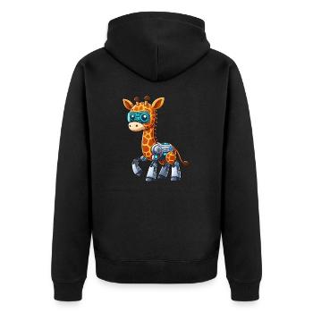 Coole Roboter Giraffe ist ein Cyborg - Unisex Premium Bio Zip Hoodie - Schwarz - Hinten - Nico (187cm)