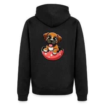 Colorful Boxer Dog Easter Egg Hatch Design - Unisex Premium Organic Zip Hoodie - black - Back - Nico (187cm)