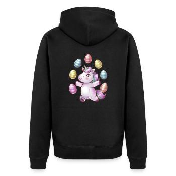 Einhorn Osterei-Jonglage - Unisex Premium Bio Zip Hoodie - Schwarz - Hinten - Nico (187cm)