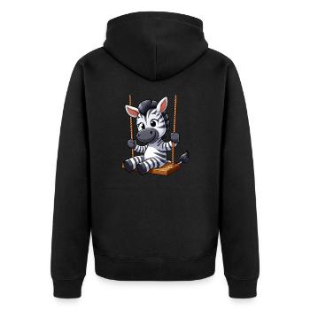 Cute Zebra Swing Cartoon Playground - Unisex Premium Organic Zip Hoodie - black - Back - Nico (187cm)