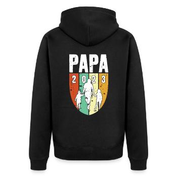 PAPA DEPUIS 2023 - Veste à capuche bio Premium Unisexe - noir - Dos - Nico (187cm)