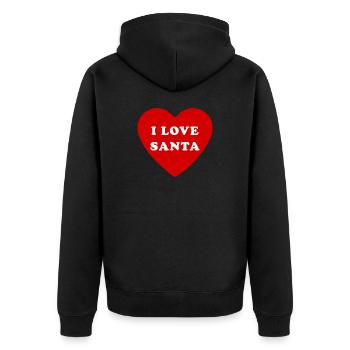Ich liebe den Weihnachtsmann - Unisex Premium Bio Zip Hoodie - Schwarz - Hinten - Nico (187cm)