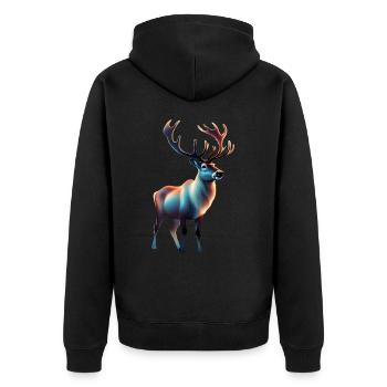Cool aussehendes Rentier-Design - Unisex Premium Bio Zip Hoodie - Schwarz - Hinten - Nico (187cm)