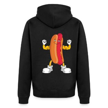 Hot Dog Bodybuilding Fitness Gym Gift - Unisex Premium Organic Zip Hoodie - black - Back - Nico (187cm)
