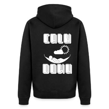 Relaxation and relaxation. Just Calm Down - Unisex Premium Organic Zip Hoodie - black - Back - Nico (187cm)