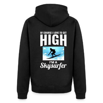 Skysurfing Fallschirmspringen Extremsport Fallschirmspringer Lustig - Unisex Premium Bio Zip Hoodie - Schwarz - Hinten - Nico (187cm)
