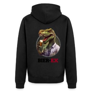 Bier trinkender Dinosaurier Party Design - Unisex Premium Bio Zip Hoodie - Schwarz - Hinten - Nico (187cm)