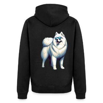 Samoyed Dog Gifts Cute Samoyed Dog Graphic - Unisex Premium Organic Zip Hoodie - black - Back - Nico (187cm)