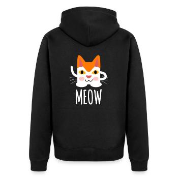 Niedliche Katze Miau Illustration - Unisex Premium Bio Zip Hoodie - Schwarz - Hinten - Nico (187cm)