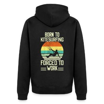 Kitesurf Kitesurfer Kiteboard - Unisex Premium Bio Zip Hoodie - Schwarz - Hinten - Nico (187cm)