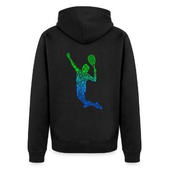 Tennis Spieler Herren Kinder Tennisspieler Jungen - Unisex Premium Bio Zip Hoodie - Schwarz - Hinten - Nico (187cm)