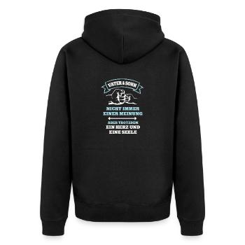 Vater Sohn Partnerlook Papa und Sohn Familie Team - Unisex Premium Bio Zip Hoodie - Schwarz - Hinten - Nico (187cm)