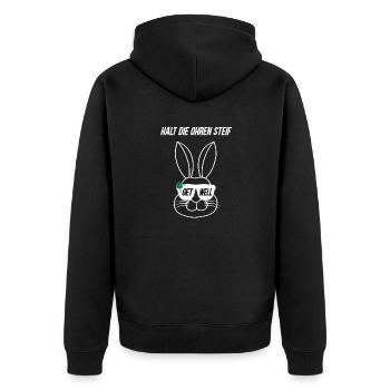 Halt Die Ohren Steif Gute Besserung Krankkeit - Unisex Premium Bio Zip Hoodie - Schwarz - Hinten - Nico (187cm)